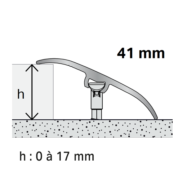 Seuil à Fixation Invisible Multi-niveaux - 41 mm Strié - Hauteur max