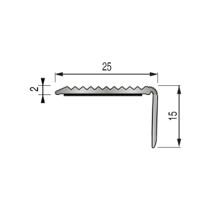 Nez de marche Spécial sol souple 25S Strié - 25x15 mm