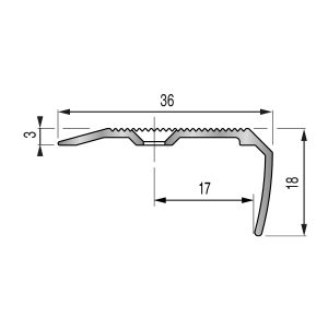 Nez de marche Strié 6V Aluminium - 36x18 mm