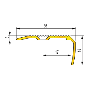 Nez de marche Strié 6V Laiton - 36x18 mm