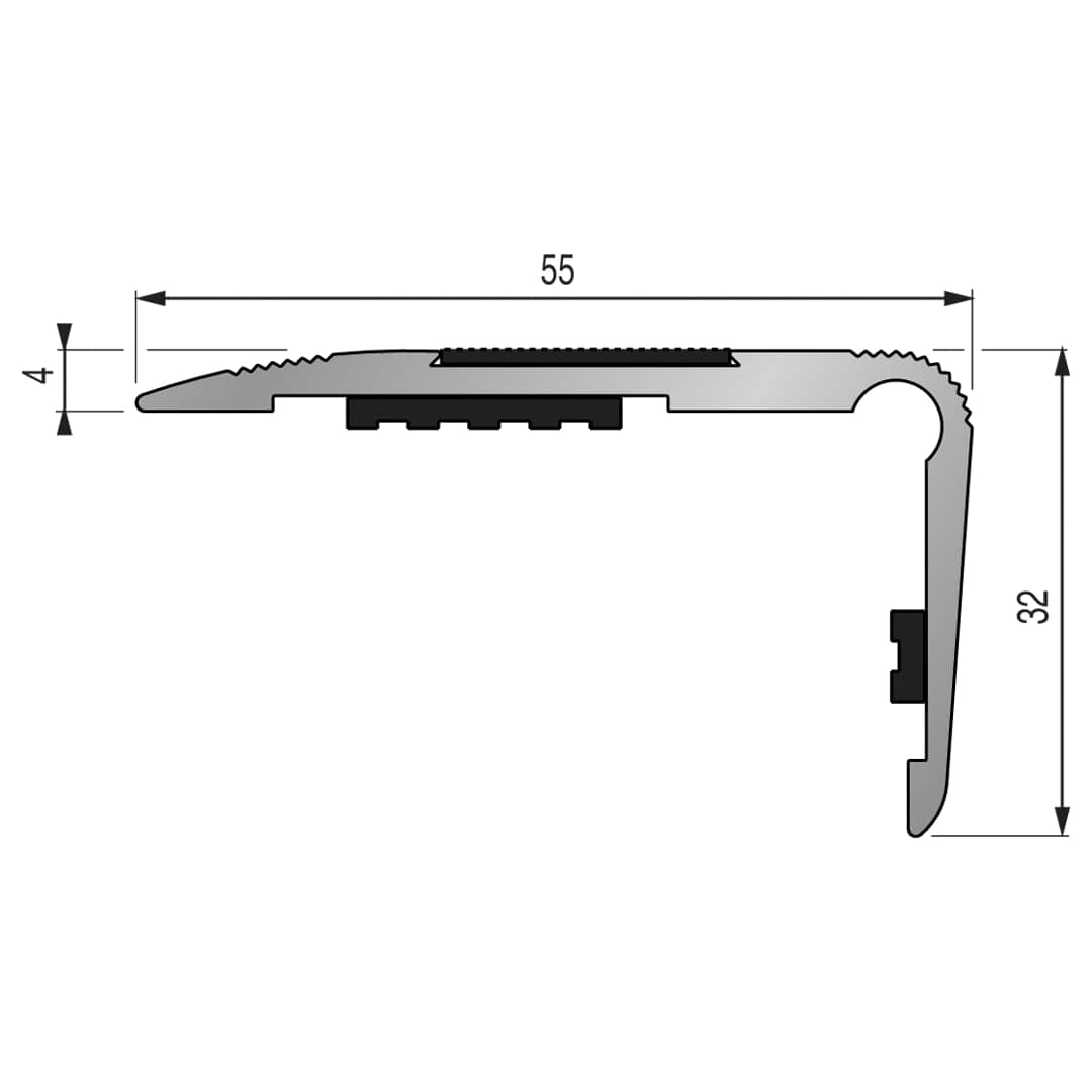 Nez de marche Traditionnel 3T Alu - 55x32 mm